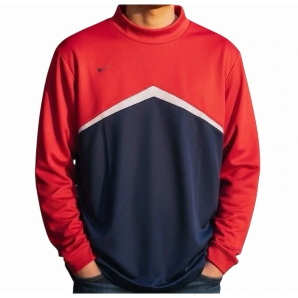 Nike‎ Sphere Dry MLB Mock Neck Pullover Mens Large Red Navy Baseball Fan Gear